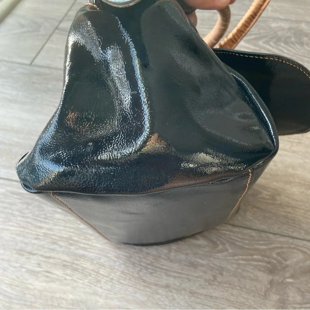 Regina Black Patent Leather Handbag Made in Italy - Picture 5 of 15